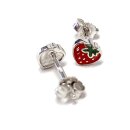 kleine Erdbeere als Ohrstecker in 925/- Sterling farbig