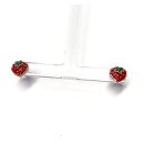 kleine Erdbeere als Ohrstecker in 925/- Sterling farbig