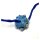 handgefertigte Glasperle blau auf marine blauem Seidenband 49 cm