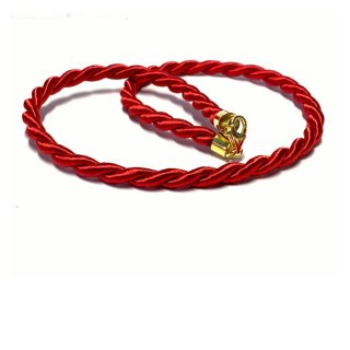 elegante Seidenkordel rot mit 925/- vergoldetem Verschluß, 45 cm