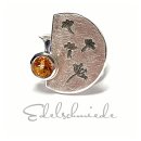 edler Silberring mit Citrin und Pusteblumen Motiv 925/- Sterling Silber teilweise geschwärzt #57