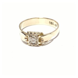 feiner Goldring in 585/- Gelbgold mit Brillant 0,1ct #54