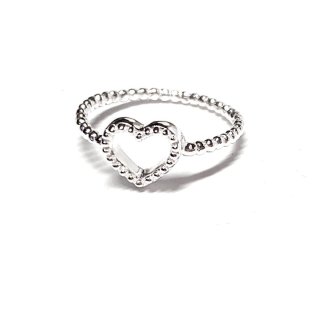 schmaler Ring in 925 Silber mit Herzmotiv #55