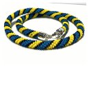 Häkelkette blau gelb schwarz mit Verschluss aus 925...