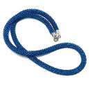 sommerliche Häkelkette, blau, mit 925/- Verschluß 54 cm Handarbeit