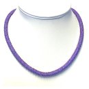 sommerliche Häkelkette, lila, mit 925/- Verschluß 48 cm Handarbeit