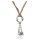 klingender Anhänger / Glöckchen in 925/- Sterling Silber mit Seidenband braun 105cm