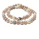 Perlenkette 585/- Rotgold multifarbige Perlen mit...