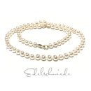 Perlenkette 750/- Gelbgold weiße Perlen mit...