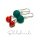 Ohrhänger 925 Silber Acrylperle & Glöckchen (metall) Weihnachtsglöckchen grün/rot