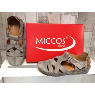Miccos geschlossene Damen Sandale beige mit Klettverschluß