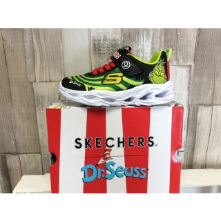 Skechers Dr. Seuss Jungs Klett-Halbschuh grün-gelb gestreift  mit Blinklicht