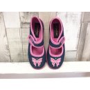 Fischer Mädchen Klett-Hauschuh jeansfarben mit rosa Schmetterling
