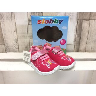 slobby Kinder Klettschuh pink mit Schmetterling für Mädchen