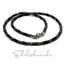 Halskette Edelstahl Onyx + Hämatit schwarz / grau 50cm