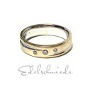 Gold bicolor Ring 585/- GG Brillant 0,08 ct vsi eismatt matt Trauring Bandring #58