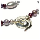 Perlenkette violett / lila Naturform Perle Silberschließe 925/- Silber 48cm