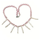 Perlenkette Naturform Perle rosa Biwaperle 925/- Silber Karabiner 41,5cm