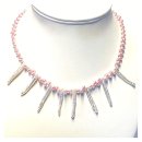 Perlenkette Naturform Perle rosa Biwaperle 925/- Silber Karabiner 41,5cm