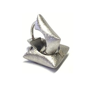 Creolen 925 Silber rhodiniert - eismatt - moderne Form eckig Klappcreole