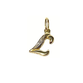 Buchstabenanhänger "L" 333/- Gold bicolor Brillant 0,005ct dezent fein edel Anhänger Kettenanhänger