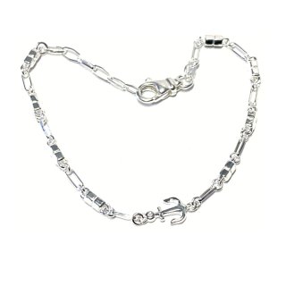 Armband 925/- Sterling Silber Fantasiemuster Anker stabil beweglich 17 - 20cm