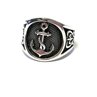 Ring 925 Silber geschwärzt Anker Motiv rustikal Bandring #62