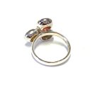 Silberring 925/- Silber Zirkonia rosa lila beige oval facettiert Solitär Ring #54