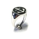 Ring 925 Silber Anker Motiv Siegelring Lack schwarz #61