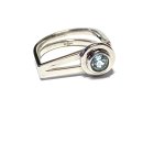 Ring 925/- Silber rhodiniert Blautopas rund Glanz modern Unikat #60