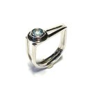 Ring 925/- Silber rhodiniert Blautopas rund Glanz modern Unikat #60