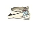 Ring 925/- Silber rhodiniert Blautopas carré Glanz...