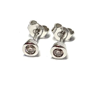 Ohrring Solitär 585/- Gold Weißgold Brillant 0,2 ct light brown si Klassiker Ohrstecker