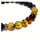 Armband Onyx schwarz matt Bernstein Kugel Farbverlauf Naturbernstein 18-19cm