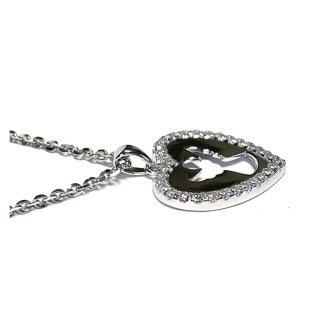 Anhänger 925 Silber rhodiniert Zirkonia Schutzengel Herz Kettenanhänger inklusive Kette 44-49cm