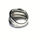 Ring 925 /- Silber rhodiniert mit Zirkonia schwarz Schmuckring breit üppig #58