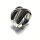 Ring 925 /- Silber rhodiniert mit Zirkonia schwarz Schmuckring breit üppig #58