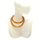 Halskette gehäkelt Glasperlen 925 Silber Schließe Handarbeit Unikatschmuck Häkelkette 45cm rot gelb