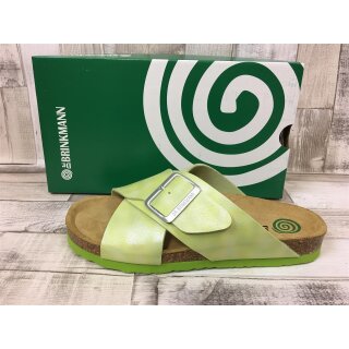 Brinkmann Damen Kreuz-Pantolette hellgrün mit großer Schnalle – Neu & Trendy!