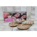 Scandi Damen Flip Flop weiß bunt mit Blumen und...