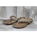 Scandi Damen Flip Flop weiß bunt mit Blumen und...