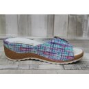 Waldläufer Hanila Damen Pantolette pink-blau gemustert mit Wechselfußbett
