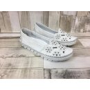 Gemini Damen Ballerina weiß mit Blumenmuster