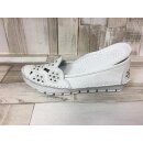 Gemini Damen Ballerina weiß mit Blumenmuster