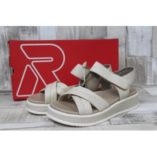 Rieker Damen Kreuzband-Sandale beige mit Klettverschluss