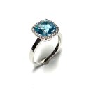 Ring 585/- Weißgold Blautopas Brillanten 0,14ct Solitär Klassiker #56