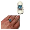 Ring 585/- Weißgold Blautopas Brillanten 0,14ct Solitär Klassiker #56
