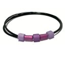 Kette Stahlseil schwarz mehrreihig 15reihig Acryl Perlen (Zylinder + Würfel) lila violett Farbverlauf Klippverschluß Edelstahl 50cm