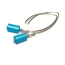 Ohrring 925 Silber Acryl Perle / Zylinder blau...