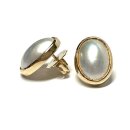 Ohrring 333/- Gold Gelbgold MabePerle oval Perle Ohrstecker Handarbeit Unikatschmuck